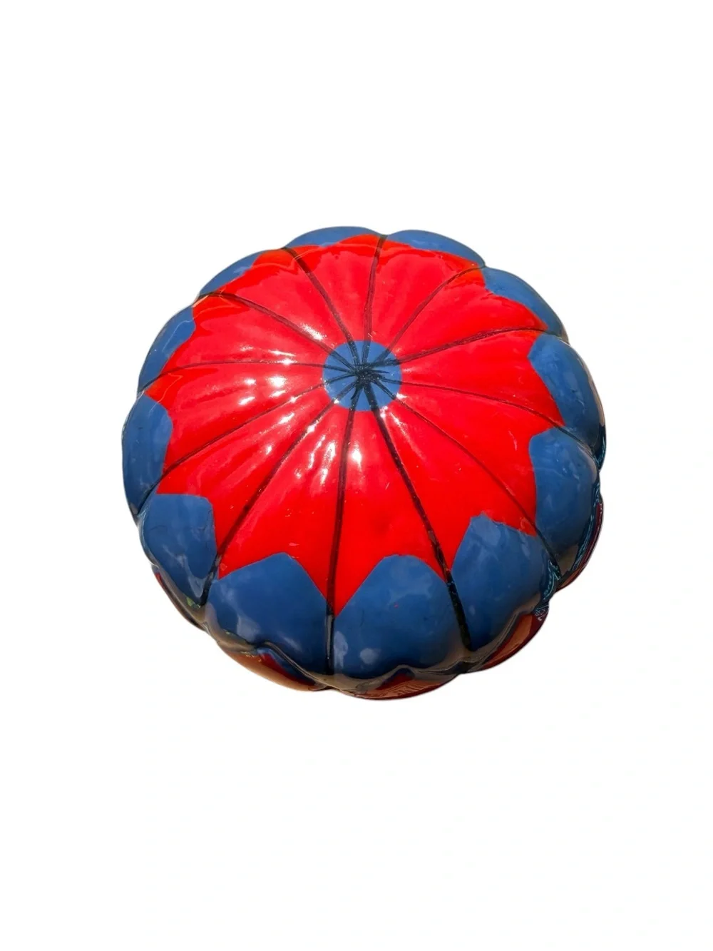 Vintage Hot Air Balloon Trinket Box Hinged Ceramic Jewelry Keepsake Box Colorful
